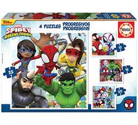Educa - Spidey Super Friends Progressive Puzzles | 4 Puzzles 12+16+20+25 | Marvel | Ages 3+ (19295)