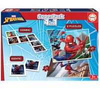 Educa - Superpack Spiderman Multiple Game Possibilities to Play Alone or with someone Includes Identic Dominoes and 2 Puzzles Board Game for Children from 3 Years Old (19353)