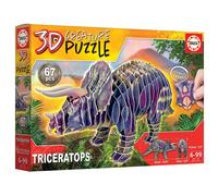 Educa - Triceratops 3D Creature Puzzle with 67 Cardboard Pieces | Build Standing Dinosaur No Glue Required | Numbered Assembly Guide | Ages 6+ (19183)