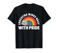 Educating Minds Daily Pride Rainbow Books Teacher T-Shirt