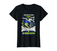 Education Important But Skateboarding is Importanter Value Graphic T-Shirt, Women, Black, M