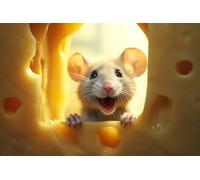 Education Intellectual Toy Puzzle Close Up Rat with Cheese Wooden Puzzle Art DIY Toy Gift Fun Challenging Educational Gift Art Home Decor_500pcs