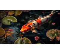 Education Intellectual Toy Puzzle Japanese Koi Fish Wooden Puzzle Art DIY Toy Gift Fun Challenging Educational Gift Art Home Decor_1000pcs