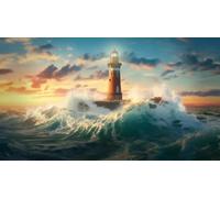 Education Intellectual Toy Puzzle Lighthouse Seashore Ocean Beach Seagulls Sailboat Wooden Puzzle Art DIY Toy Gift Fun Challenging Educational Gift Art Home Decor_300pcs