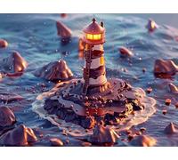 Education Intellectual Toy Puzzle Lighthouse Seashore Ocean Beach Seagulls Sailboat Wooden Puzzle Art DIY Toy Gift Fun Challenging Educational Gift Art Home Decor_500pcs