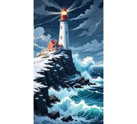Education Intellectual Toy Puzzle Lighthouse Seashore Ocean Beach Seagulls Sailboat Wooden Puzzle Art DIY Toy Gift Fun Challenging Educational Gift Art Home Decor_500pcs