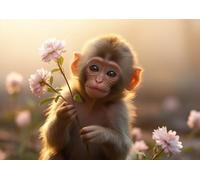 Education Intellectual Toy Puzzle Monkey Cute Babies Animals Wooden Puzzle Art DIY Toy Gift Fun Challenging Educational Gift Art Home Decor_500pcs