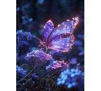 Education Intellectual Toy Puzzle Purple Butterfly and Flowers Wooden Puzzle Art DIY Toy Gift Fun Challenging Educational Gift Art Home Decor_300pcs