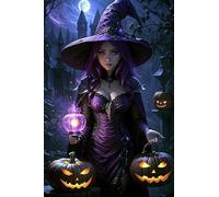 Education Intellectual Toy Puzzle Witch Pumpkin Lantern Wooden Puzzle Art DIY Toy Gift Fun Challenging Educational Gift Art Home Decor_500pcs