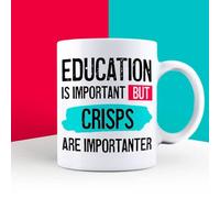 Education is Important but Crisps are Importanter Mug, Novelty Funny Thank You Gift, Birthday Cup