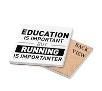 Education is Important but Running is Importanter, Running Coaster, Drinks Coffee-Tea Coaster. (Square Ceramic Coaster)