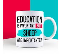 Education is Important but Sheep are Importanter Mug, Novelty Funny Thank You Gift, Birthday Cup
