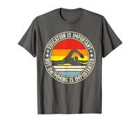 Education is Important But Swimming is Importanter T-Shirt, Men, Asphalt Grey, Medium
