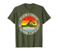 Education is Important But Swimming is Importanter T-Shirt, Men, Olive Green, Small