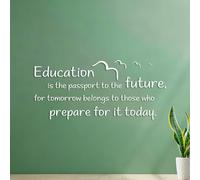 Education is The Passport to The Future Inspirational Quote Fine Carving Stickers Easy Installation 40.8x90.5cm White