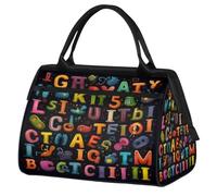 Education Letters Gym Bag for Men Women, Colorful Alphabets Travel Sports Duffel Bags Waterproof Weekend Overnight Bag Lightweight Carry On Luggage Tote