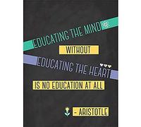 Education Teacher Mind Heart Aristotle Typography Canvas Wall Art Print