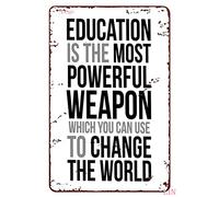 Education Wall Decals Education is The Most Powerful Weapon Quotes Nelson Mandela Quote Education Quotes Education Posters Quotes On Education Metal Signs Room Decor Wall Art Tin Sign 8x12 inch