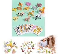 Educational 3D Cartoon Puzzle, 25/50/100/120pcs 3D Puzzles For Kids, 3D Puzzle Animal, Art Puzzles For Kids, Early Educational Montessori Toys, Art Crafts Gifts For Boys & Girls (25pcs-A)