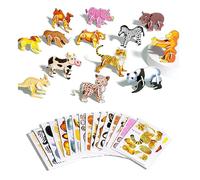 Educational 3D Cartoon Puzzle for Kids, Smart 3D Animal Educational Puzzles Set with Animals Dinosaurs I-nsects Aircraft, DIY Jigsaw Toy Sensory Crafts for Hands-On Learning Activity