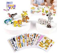 Educational 3D Cartoon Puzzle, Versatile DIY Craft Gifts 3D Animals Dinosaurs Aircraft Insects Jigsaw Puzzles for Kids Art Crafts Toys for Toddlers Boys Girls Children Birthday Gift (25pc-animal)