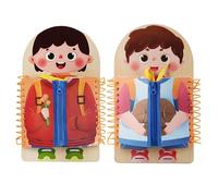 Educational Activity Board - Wooden Panel, Zip Lace Buckle Training, Fine Motor Coordination Practice, Preschool Kindergarten Play | Travel Home Daycare Learning Skill Toy Life Skills Development