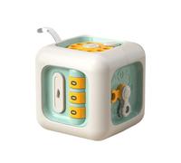 Educational Activity Cube, 6-Sided Multifunctional Learning Toy with Lock Drawer, Clock, Fan, Phone Wheel, Switch, Mirror, Pink and Mint Green, 8.5x8.5x8.5 cm (Green)