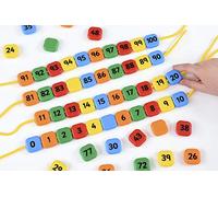 Educational Advantage 101 Number Beads & 10 Strings, Square Plastic Multicolor Bead Set
