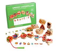 Educational Beaded Toy - 24.5x18x4cm Greedy Caterpillar Stringing Game | Cognitive Thinking Concentration Skill Development Learning Activity Toy For Kids Preschool Kids Early Childhood Fun Playset
