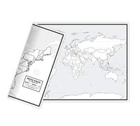 Educational Blank Outline Maps, 2-Sided World & US, 17" x 11", 50-Pack | Great Blank Map Worksheets for Classroom or Home Study | Laminated Answer Sheet Included | Map Packs are Perfect Desk Size