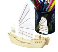 Educational Building Blocks for Kids - 20.5cm Wooden Boat Model Kit, Puzzle Construction Toy, DIY Learning Activity With Problem Solving Development | Craft Set School Home Birthday New Year