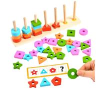 Educational Building Blocks - Wooden Puzzle Learning Games, Matching Stacking Toys for Kids, Early Childhood Development Activities | Creative Playset for Kids, Girls, Preschool Classroom
