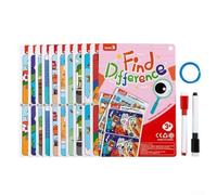 Educational Cards, 10pcs Find the Difference Game, Reusable Erasable Design for Concentration Training, Enhance Logical Thinking and Observation Skills for Kids Early Learning(Difficulty 3)