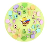 Educational Clock for Children - All In 1 Educational Clock with Matching Card | Wall Clock for Preschool Learning, Round Educational Wall Clock with Maze, Green, Fare riferimento alla descrizione
