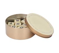 Educational Crossword Game with 12 Plastic Dices, Brain Stimulating Activity Promoting Cognitive Abilities, Travel Scrabble Game for Language Enthusiasts (Gold)