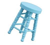 Educational Dolls House Stool Miniatures Wood Zakka Toy Pretend Play Realistic Model Round Top Stool Model Small Size Miniature Home Decors