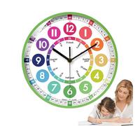 Educational Kids Wall Clock - Silent Battery Operated Analog for Learning Time | Long Lasting Creatives Kids Teaching Clocks for Study Room Colorful Learning Clock Decor Classroom Study Room Use