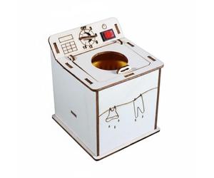 ＡＷＨＡＯ Educational Laundry Assembly Kit Washer Model Set With Interactive Build Wooden Structure Drum Window Hinged Cover Control Layout suitable for classroom projects student workshops