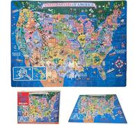 Educational & Learning USA Map Jigsaw Puzzle, Geography Puzzle with Continents & Countries - learn United States of America map Jigsaw for Kids Age 7+, USA Map