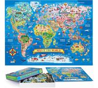 Educational & Learning World Map Jigsaw Puzzle, 200 Piece Geography Puzzle with Continents & Countries - learn world map Jigsaw for Kids Age 7+, Fun Activity for the for Children
