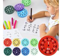 Educational Math Fidget Spinner Set, 9 Pieces, Multiplication and Division Learning Toy, Colourful Number Discs for Kids