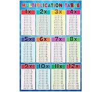 Educational Math Poster Multiplication Chart Times Table Mathematics Print for Elementary Classroom Home School(Framed,08x12inch(20x30cm))