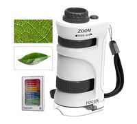 Educational Microscope- Kids Microscope, Mini Microscopee For Kids,60-80X Zoom Kid Magnifying Microscopes With 12 Pieces Slides | Educational Scientific Toy | For Camping School Classroom Preschool