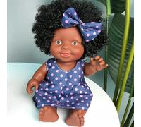 Educational Movable Joint African Doll Toy Play for Early Development Ideal for Kids (Blue, One Size)