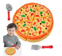Educational Pizza Toy Set - Realistic Kitchen Food Kit, Pretend Cooking Tools | Wooden Pizza Play Accessories, Interactive Sliceable Toy Set, Home Playtime, Preschool Events, Cutting Play Food