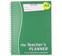 Educational Planning Books - The Teachers Planner Wirobound 2025-26 | A4 Teacher Planner & Academic Diary, Page-a-Day Teacher Notebook in 8 Periods per Day - Green (TP1-G)