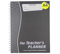 Educational Planning Books - The Teachers Planner Wirobound 2025-26 | A4 Teacher Planner & Academic Diary, Page-a-Day Teacher Notebook in 6 Periods per Day - Charcoal (TP3-C)