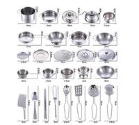 Educational Play Kitchen Set 16 Pieces Cooking Utensils for Kids - Cooking Pans Pots and Toys Perfect for Imaginative Learning and Development 16PCS (Silver, One Size)