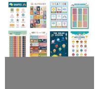 Educational Poster for Children - Poster for Early Childhood | 12 Pieces with Numbers Letters Clock for School Home Travel Boys Girls Kindergarten