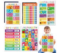 Educational Posters For toddler, 18 Pieces Education Posters Set Preschool Learning Charts, 11x17 Inch Fun Home Schooling Supplies, Kids Learning Poster For Wall Art, Visual Aid For Home Schooling